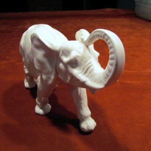 Vintage Large White Ceramic Elephant--Made in Japan